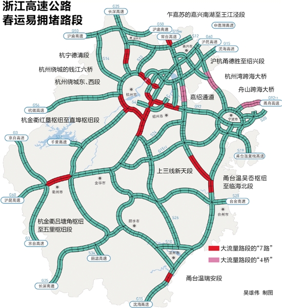 浙江高速公路春运易拥堵路段